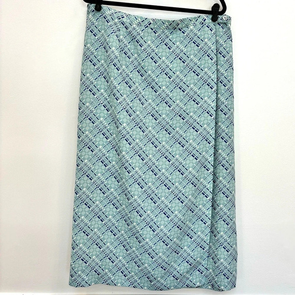Designs Lane Bryant Blue Geometric Print Midi Wrap Skirt with Matching Scarf -22 - Picture 2 of 11